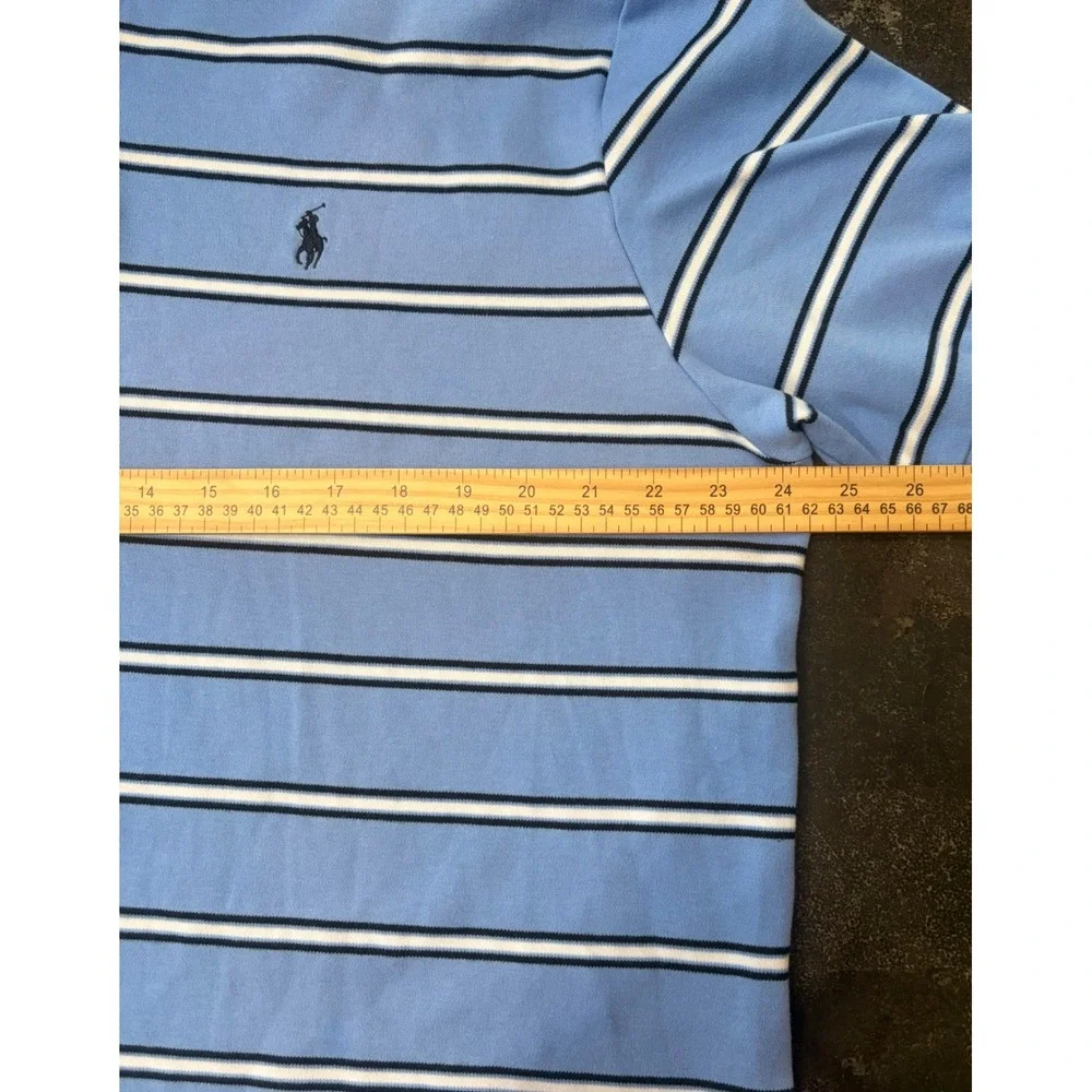 Polo Ralph Lauren Mens XL Blue Striped Short Sleeve Cotton Golf‎ Polo Shirt